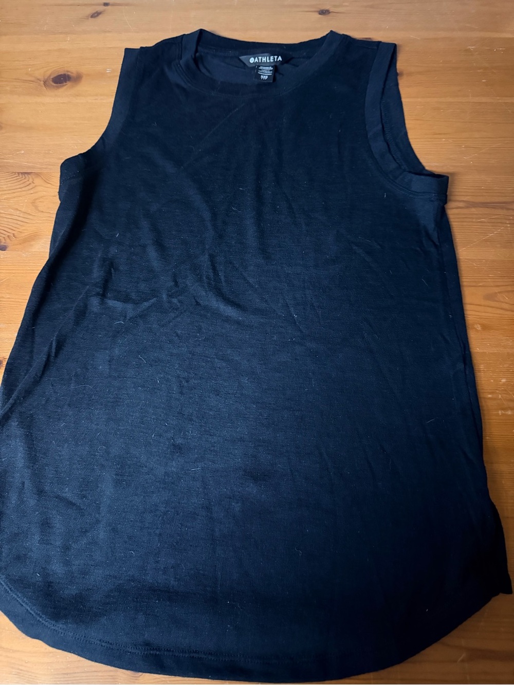 Athleta Black Crewneck Muscle Tank Top